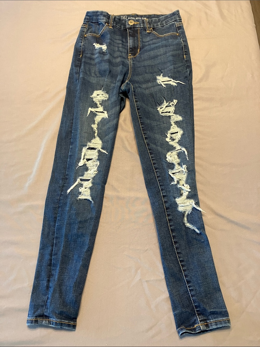 No Boundaries Dark Blue Distressed Skinny Jeans